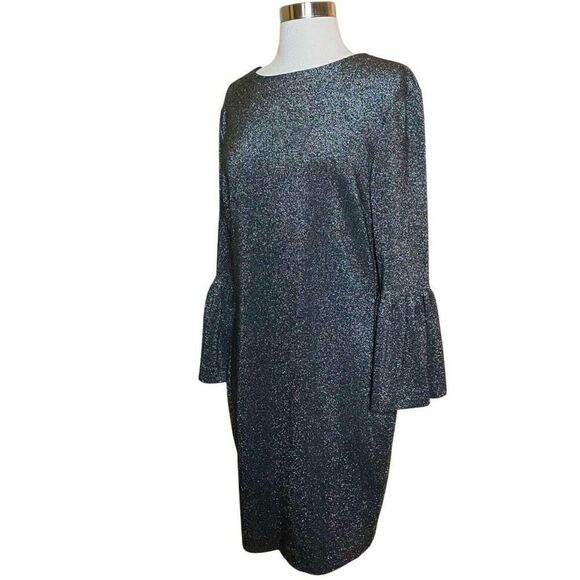 Ted Baker Women’s Size 2 Hannah Bell Sleeve Mini Dress Grey Sparkle Metallic - Picture 12 of 15